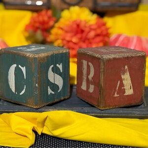 Vintage Wooden Alphabet Blocks